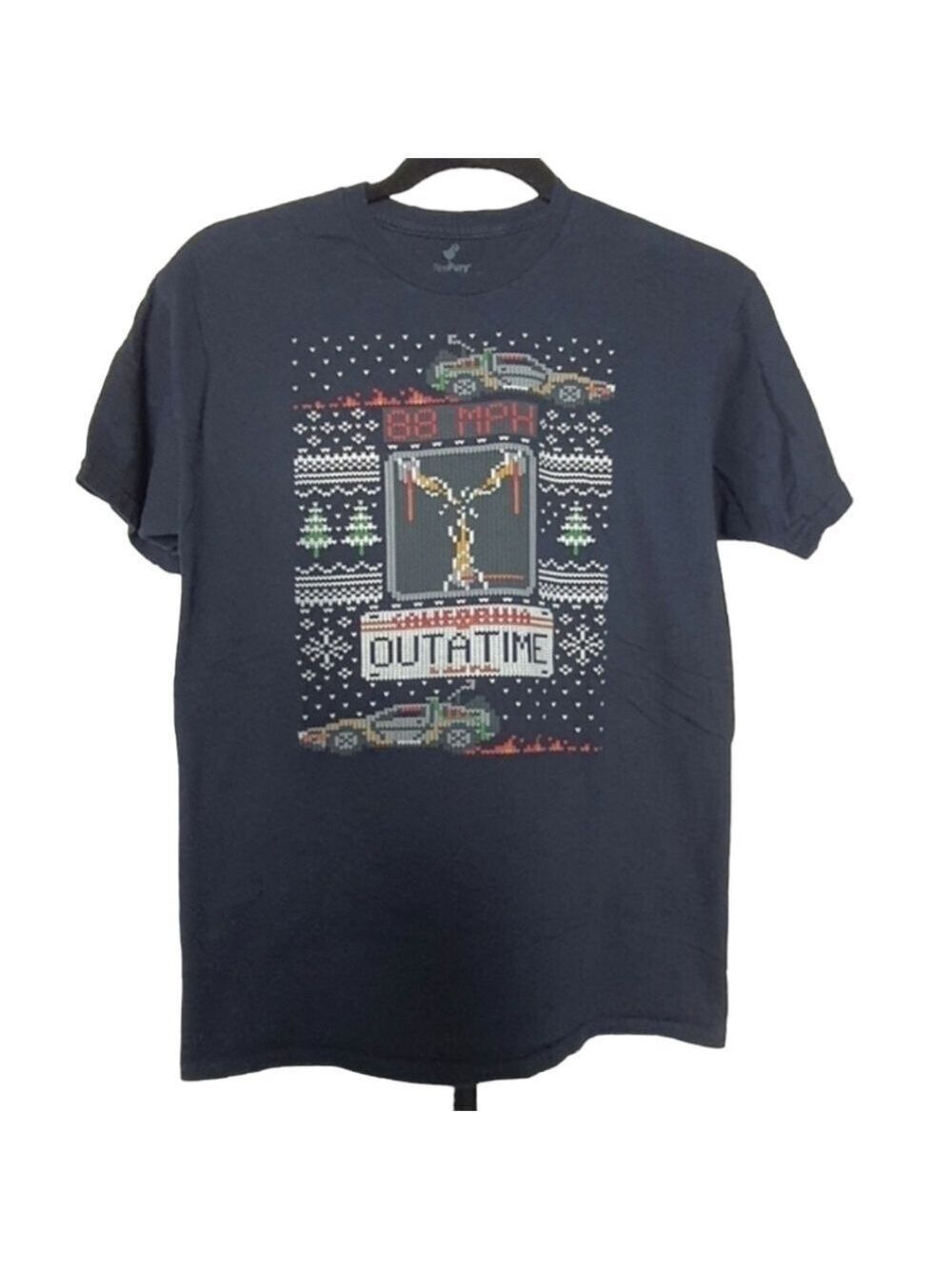 TeeFury Retro DeLorean Grapic Holiday "Ugly" T-shirt Mens Size Large